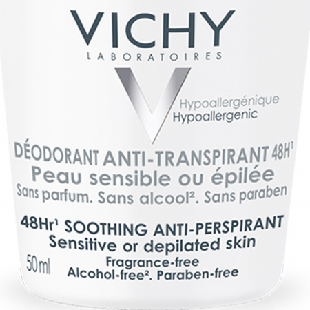 VICHY DESODORANTE BOLA PIEL SENSIBLE 48H 50ML (BLANCO)