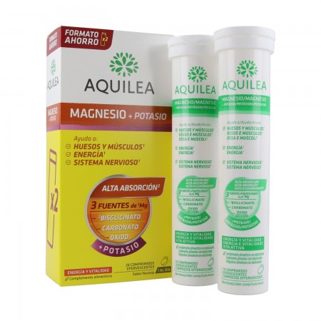 AQUILEA MAGNESIO+POTASIO 28 COMPRIMIDOS EFERVESCENTES SABOR NARANJA