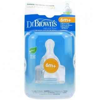 DR BROWN´S TETINA DE SILICONA NATU FLOW ANTICOLIDOS BOCA ESTRECHA +6 MESES NIVEL 3
