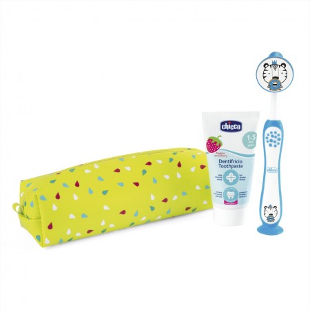 CHICCO SET DENTAL PRIMEROS DIENTES 3-6 AÑOS CEPILLO TIGRE+ PASTA FRESA 50ML