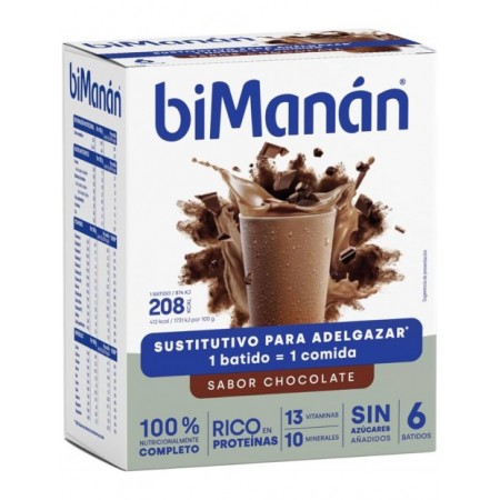 BIMANAN BATIDO SUSTITUTIVO SABOR A CHOCOLATE 6 SOBRES X 50G