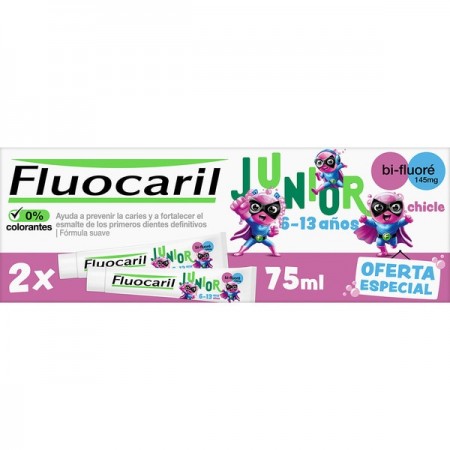 FLUOCARIL DUPLO JUNIOR 6-12 AÑOS GEL DENTIFRICO BUBBLE GUM 2 X 75 ML