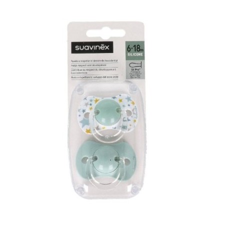 SUAVINEX CHUPETE SILICONA FISIOLOGICO 6-18 M 2 CHUPETES