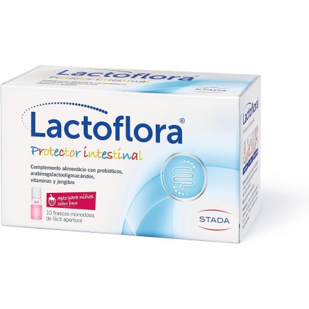 LACTOFLORA PROTECTOR INTESTINAL INFANTIL 10 FRASCOS MONODOSIS SABOR FRESA