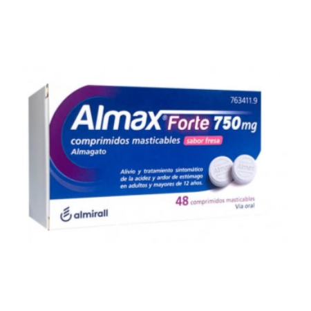 ALMAX FORTE 750 MG 48 COMPRIMIDOS MASTICABLES SABOR FRESA