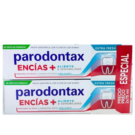 PARODONTAX EXTRA FRESH DUPLO ENCIAS + ALIENTO Y SENSIBILIDAD 2 X 75 ML