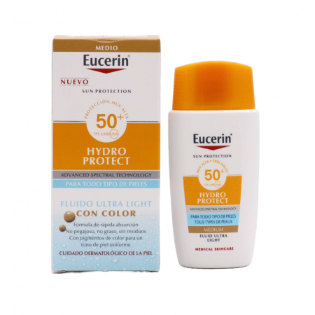EUCERIN SUN HYDRO PROTECT SPF50+ ULTRA LIGHT CON COLOR MEDIO FLUIDO 50 ML