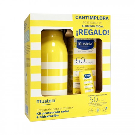 MUSTELA PACK SOLAR LECHE CORPORAL SPF50 100 ML + STICK SPF50 + REGALO CANTIMPLORA