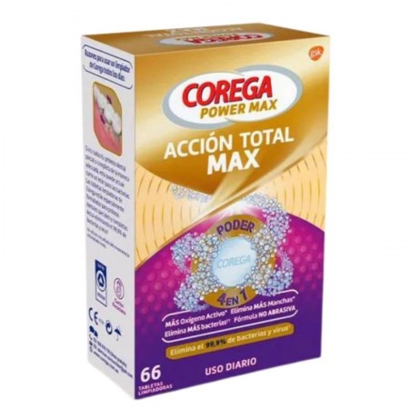 COREGA ACCION TOTAL MAX PROMOCION 9,95 LIMPIADOR LIMPIEZA PROTESIS DENTAL 66 TABLETAS
