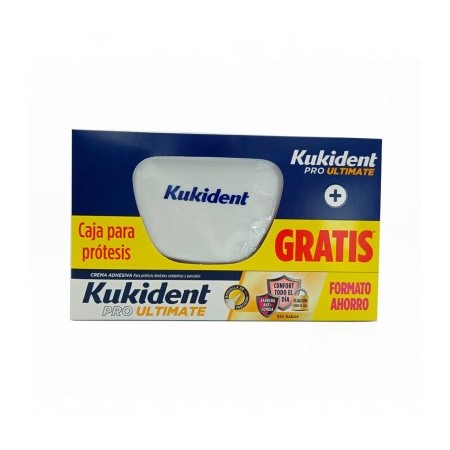 KUKIDENT PRO ULTIMATE FIRMEZA AL MASTICAR 57 G SIN SABOR + REGALO CAJA PARA PROTESIS