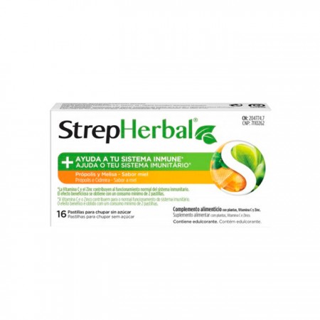 STREPHERBAL 16 PASTILLAS PARA CHUPAR SABOR PROPOLIS MELISA MIEL