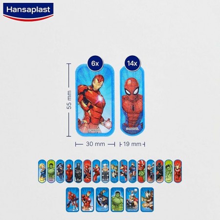HANSAPLAST MARVEL APOSITO ADHESIVO DE 2 TAMAÑOS X 20 TIRITAS