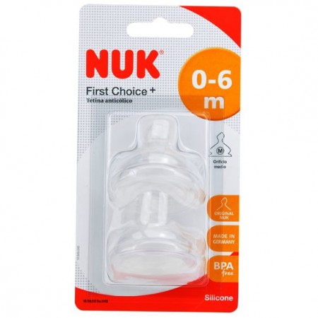 NUK TETINA SILICONA ANTICOLICO FIRST CHOICE T-1 0-6 MESES M 2 TETINAS