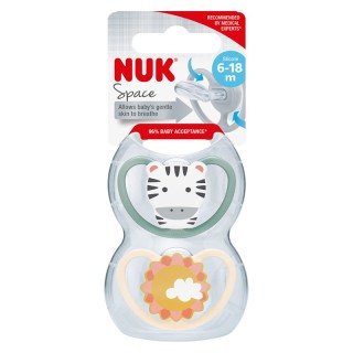 NUK  CHUPETE SILICONA SPACE (ANIMALES) 18 - 36 MESES 2 U