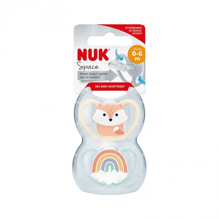 CHUPETE SILICONA NUK SPACE (ANIMALES) 0 - 6 MESES 2 U