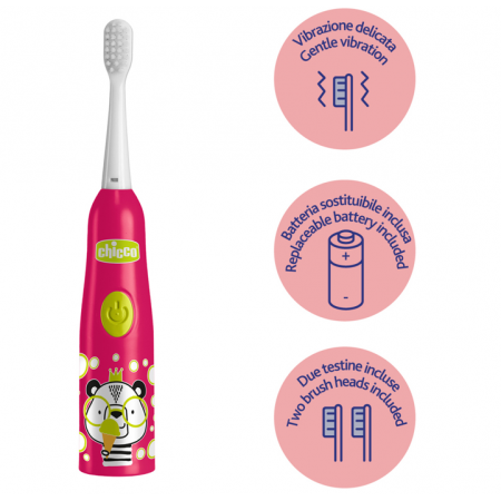 CHICCO CEPILLO DENTAL ELECTRICO INFANTIL +3 AÑOS ROJO PANDA