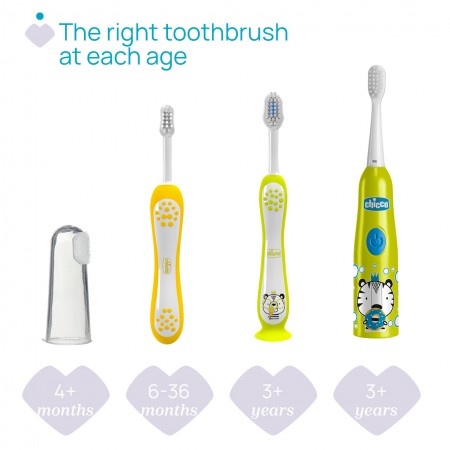 CHICCO CEPILLO DENTAL INFANTIL 3-6 AÑOS 2 UNIDADES COLOR ROSA Y LIMA