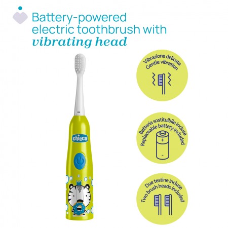 CHICCO CEPILLO DENTAL ELECTRICO INFANTIL TIGRE VERDE +3AÑOS