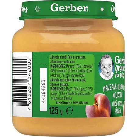 GERBER ORGANIC MANZANA MELOCOTON ALBARICOQUE TARRITO 125 G