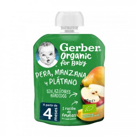 GERBER ORGANIC PERA MANZANA PLATANO POUCH 90 G
