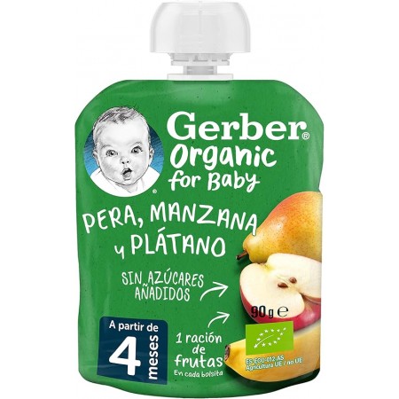 GERBER ORGANIC POUCH PERA MANZANA PLATANO 90 G