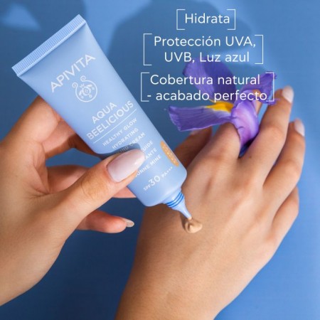 APIVITA AQUA BEELICIOUS SPF30 CREMA FLUIDA ILUMINADORA HIDRATANTE CON COLOR 40 ML