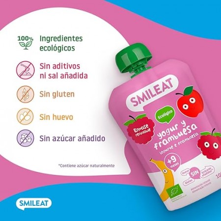 SMILEAT POUCH ECO DE YOGUR Y FRAMBUESA 100G