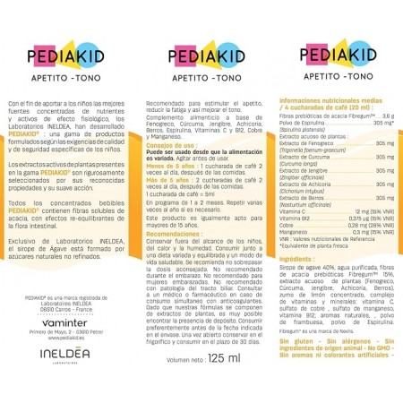 PEDIAKID APETITO TONO JARABE SABOR FRAMBUESA 125 ML