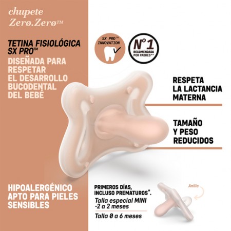 SUAVINEX CHUPETE SILICONA FISIOLOGICO SX PRO ZERO-ZERO 0 - 6 MESES COLOR LIGHT