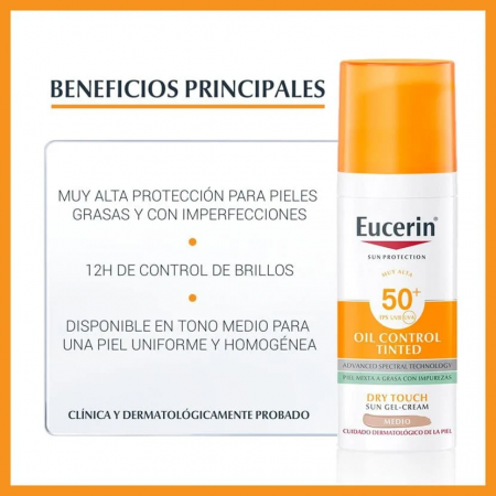 EUCERIN SUN PROTECTION SPF 50+ OIL CONTROL COLOR MEDIO 50 ML