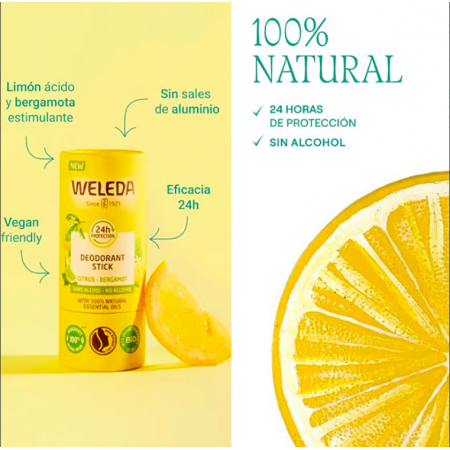 WELEDA DESODORANTE STICK CITRUS BERGAMOTA SIN ALCOHOL 50 G