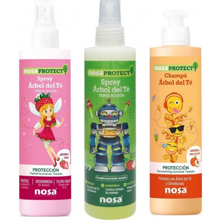 NOSA SPRAY DESENREDANTE ARBOL DEL TE ROSA TRIPLE ACCIÓN 250 ML AROMA DE FRESA