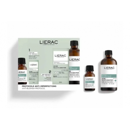 LIERAC PACK PROTOCOLO ANTIINPERFECCIONES PURE ACID SALICYLIC PEELING 100ML + STOP GRANOS 15ML