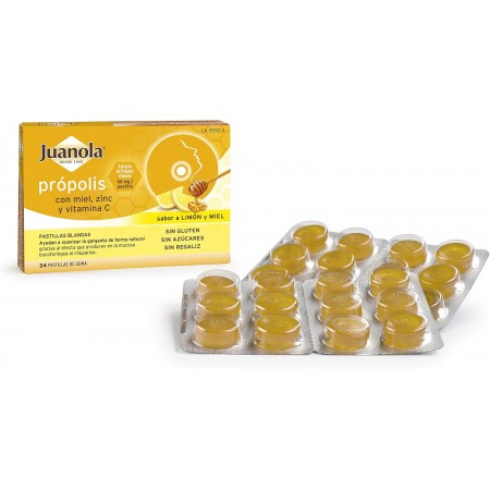 PASTILLAS BLANDAS JUANOLA PROPOLIS VIT C ZINC SABOR LIMON MIEL 24 PASTILLAS DE GOMA