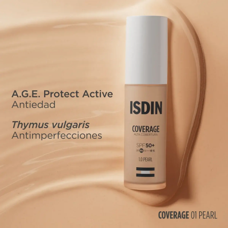 ISDIN COVERAGE ALTA COBERTURA BASE DE MAQUILLAJE SPF50+ COLOR 1.0 PEARL 30G