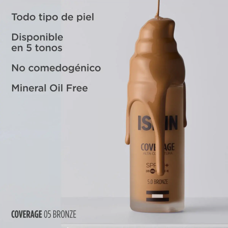ISDIN COVERAGE ALTA COBERTURA BASE DE MAQUILLAJE SPF50+ COLOR 5.0 BRONZE 30G