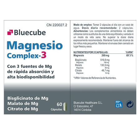 MAGNESIO COMPLEX-3 BLUECUBE 60 CAPSULAS