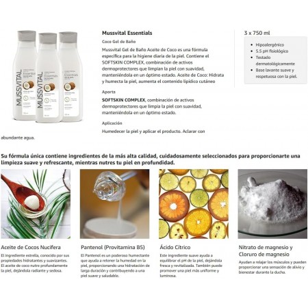 MUSSVITAL ESSENTIALS BOTANICS GEL DE BAÑO COCO 750 ML