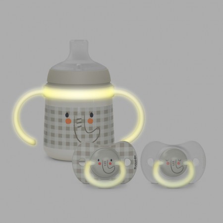 SUAVINEX BIBERON DE SILICONA ANTICOLICO Y ANTIDERRAME CON ASAS NIGHT&DAY +6MESES 150 ML