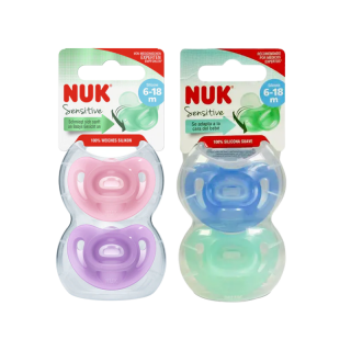 NUK CHUPETE SILICONA SENSITIVE SILICONA 6-18 MESES 2 CHUPETES