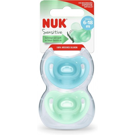 NUK CHUPETE SILICONA SENSITIVE SILICONA 6-18 MESES 2 CHUPETES