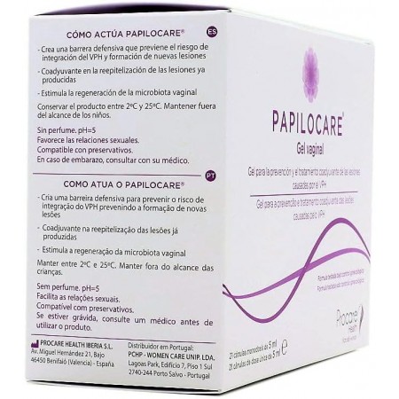 PAPILOCARE GEL VAGINAL 21 CANULAS MONODOSIS 5 ML