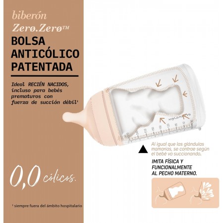 SUAVINEX BIBERON ANTICOLICO TETINA DE SILICONA FLUJO ADAPTABLE +0 MESES 180 ML COLOR LIGHT SAND