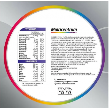 MULTICENTRUM HOMBRE 50+ 90 COMPRIMIDOS + 30 COMPRIMIDOS GRATIS