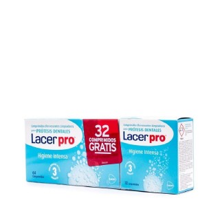 LACER PRO COMPRIMIDOS LIMPIEZA PROTESIS DENTAL 64 COMPRIMIDOS EFERVESCENTES + 32 COMPRIMIDOS GRATIS