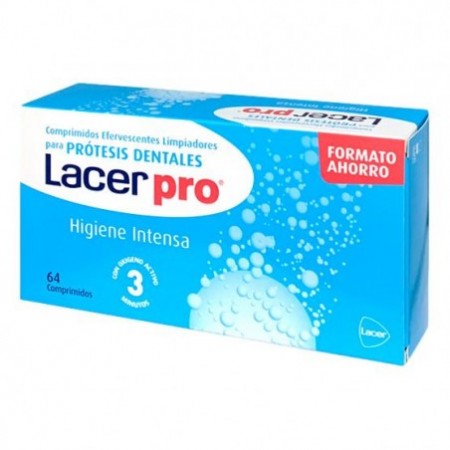 LACER PRO COMPRIMIDOS LIMPIEZA PROTESIS DENTAL 64 COMPRIMIDOS EFERVESCENTES + 32 COMPRIMIDOS GRATIS