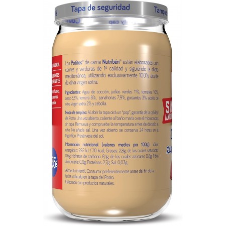 NUTRIBEN POTITO TERNERA CON JUDIAS VERDES Y ZANAHORIAS 235 G