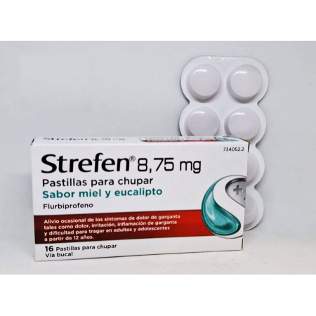 STREFEN 8,75 MG SABOR MIEL Y EUCALIPTO 16 PASTILLAS PARA CHUPAR