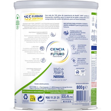 NAN CONFORT TOTAL 2 LECHE EN POLVO 800 GRAMOS