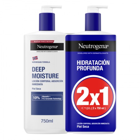 NEUTROGENA HIDRATACION PROFUNDA 2X1 LOCION CORPORAL RAPIDA ABSORCION PIEL SECA 750+750 ML